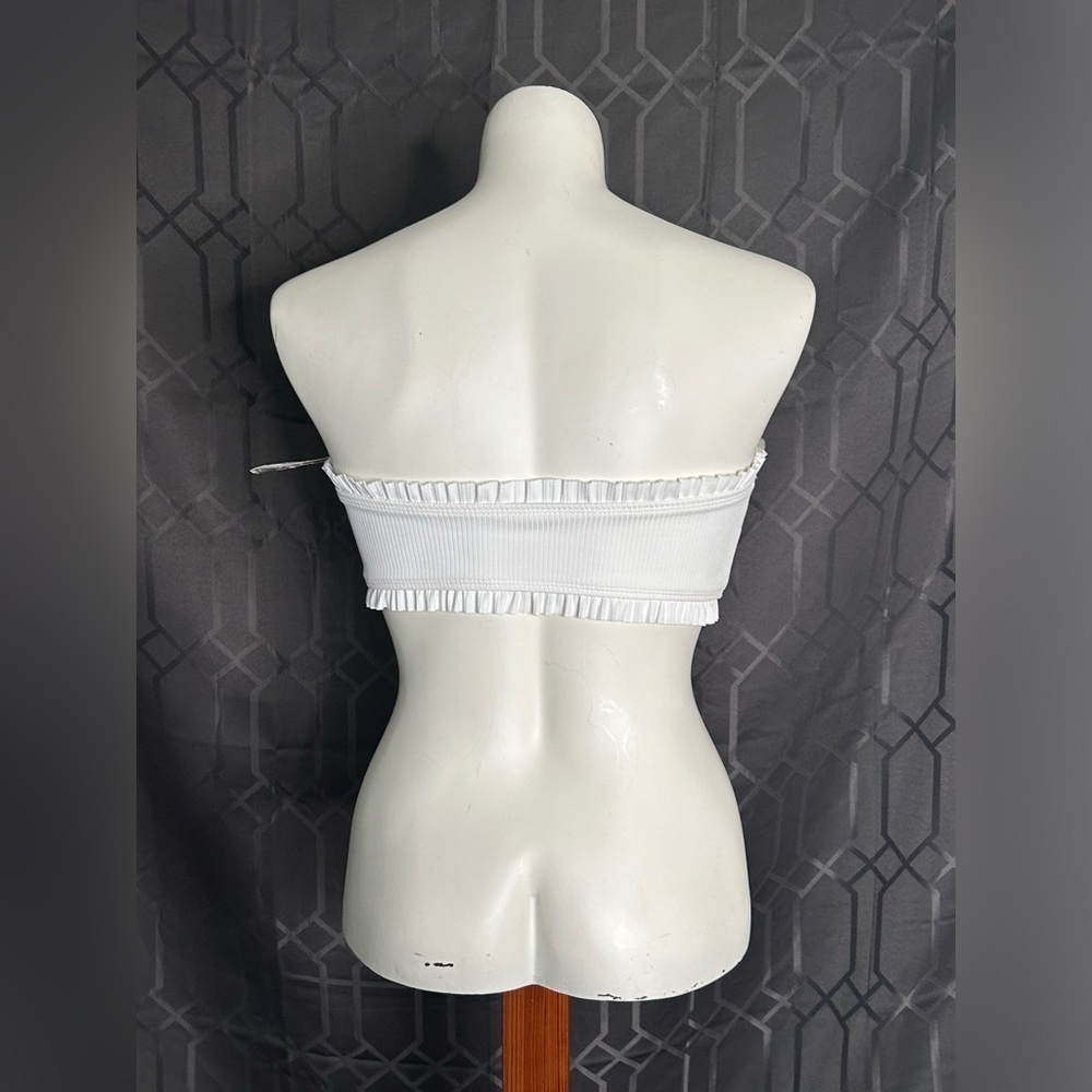 Forever 21 White Ribbed Strapless Bandeau/bathing suit top - Picture 3 of 5